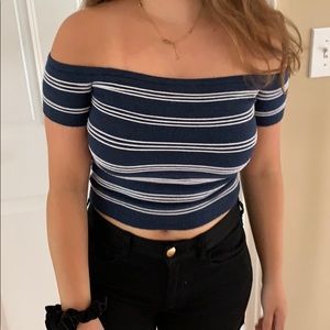 Stripped off the shoulder summer top